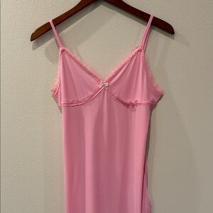 ROMWE Pink Lace Trim Chemise